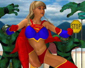 Картинка 3д+графика фантазия+ fantasy супермен фон взгляд существа девушка