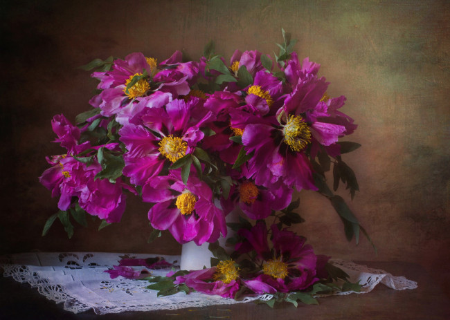 Обои картинки фото цветы, пионы, древовидные, розовые, букет