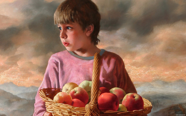 Обои картинки фото arsen, kurbanov, apples, рисованные