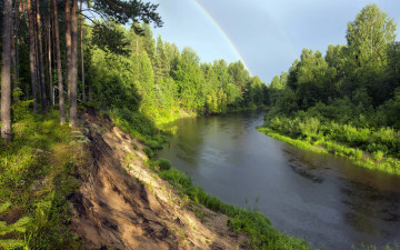 Картинка природа реки озера река лес радуга пейзаж