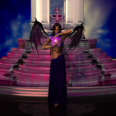 Картинка 3д графика fantasy фантазия магия крилья девушка фонтан