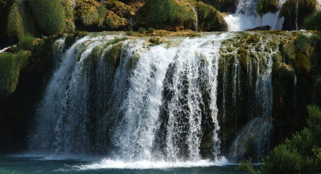 Обои картинки фото природа, водопады, водопад, уступ, река, камни
