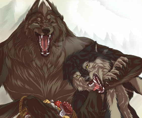 Обои картинки фото рисованные, животные,  сказочные,  мифические, волки