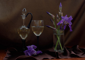 Картинка еда напитки вино ирисы лето натюрморт цветы