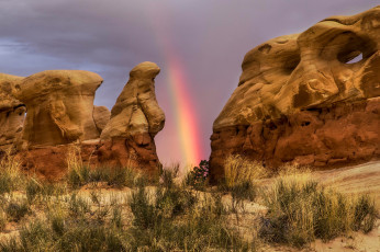 Картинка природа радуга скалы