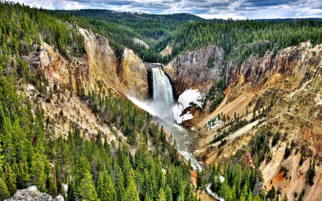 Обои картинки фото природа, водопады, ущелье, водопад, река
