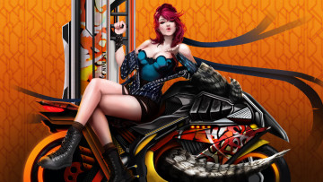 Картинка рисованное люди поцелуй мотоцикл взгляд девушка фон