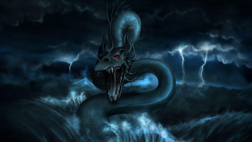 Картинка фэнтези драконы дракон змей море