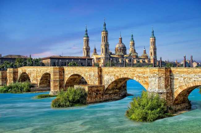 Обои картинки фото города, сарагоса , испания, мост