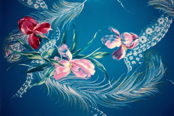 Картинка рисованное цветы перья кружево