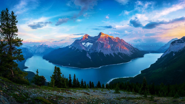 Обои картинки фото lake minnewanka, banff national park, alberta, природа, реки, озера, lake, minnewanka, banff, national, park