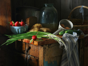 Картинка ира быкова про окрошку из серии иллюстрации кулинарной книге еда натюрморт