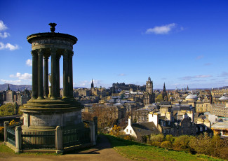 Картинка эдинбург шотландия города башни колонны часы крыши
