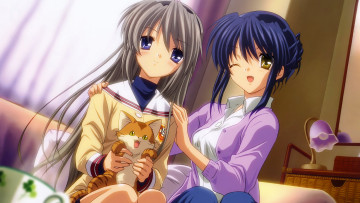 обоя аниме, clannad, девушки