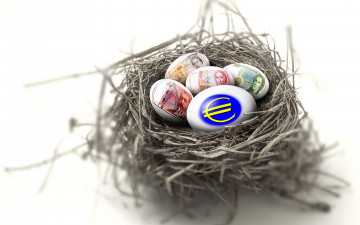 Картинка праздничные пасха яйца гнездо деньги
