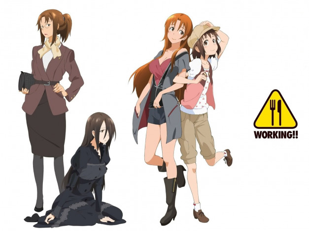 Обои картинки фото аниме, working, училка, девушки