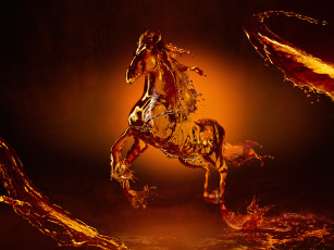 Картинка 3д графика animals животные вода конь лошадь