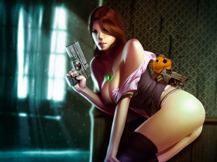 Картинка фэнтези девушки пистолет