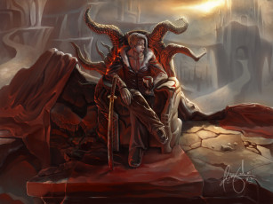 Картинка фэнтези вампиры трон кровь