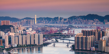 Картинка города гонконг китай панорама