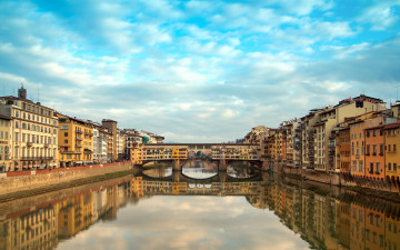 обоя ponte, vecchio, florence, italy, города, флоренция, италия, старый, мост, река, здания