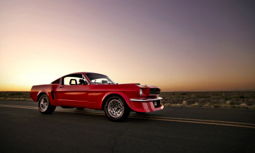 Картинка автомобили mustang ford front red muscle car закат солнце форд мустанг кар красный