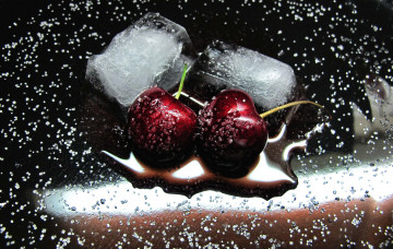 Картинка еда вишня черешня сахар лед