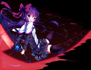 Картинка аниме -weapon +blood+&+technology бант арт оружие девушка меч