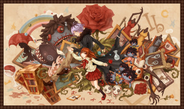 Картинка аниме ib парень роза монстры персонажи девушка рамки картины garry eve