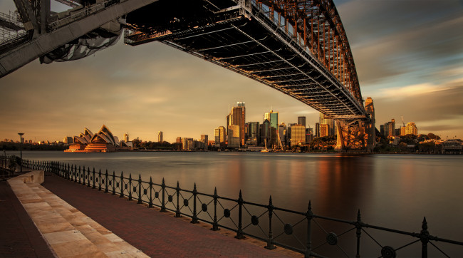 Обои картинки фото города, - мосты, австралия, сидней, вечер, закат
