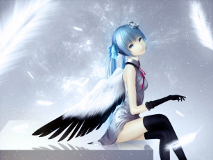 Картинка аниме ангелы +демоны девушка ангел фон взгляд hatsune miku