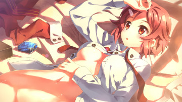 Картинка аниме sword+art+online заколка галстук постель девушка взгляд фон