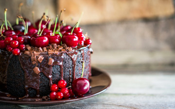 Картинка еда торты chocolate cherry cake baking sweet торт выпечка десерт сладкое шоколад вишня