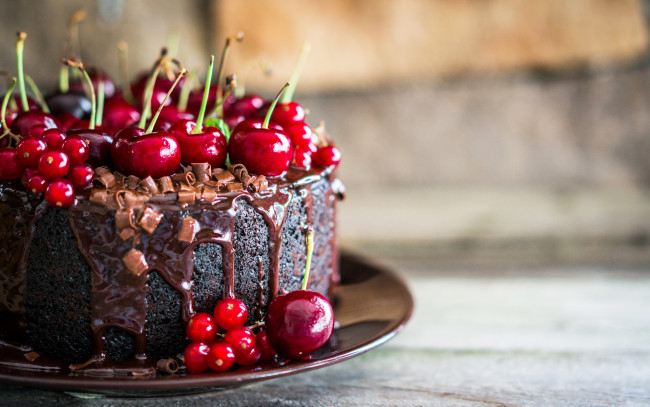 Обои картинки фото еда, торты, chocolate, cherry, cake, baking, sweet, торт, выпечка, десерт, сладкое, шоколад, вишня