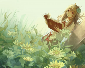 Картинка аниме ib девочка цветы