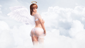 обоя 3д графика, ангел , angel, девушка, ангел, фон, взгляд