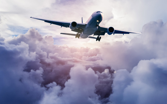 Обои картинки фото авиация, авиационный пейзаж, креатив, авиалайнер, пассажирский, полет, облака