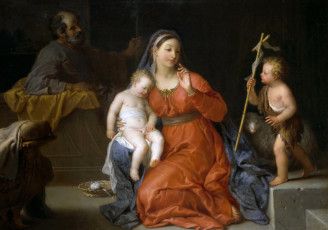 Картинка рисованное живопись michel-ange houasse картина религия мифология святое семейство со святым иоанном крестителем