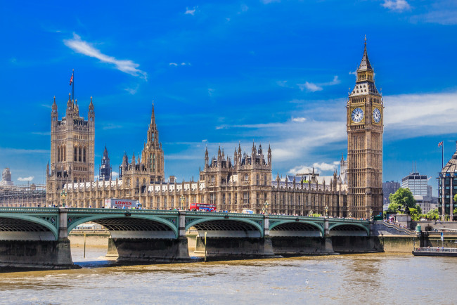 Обои картинки фото westminster, города, лондон , великобритания, река, мост