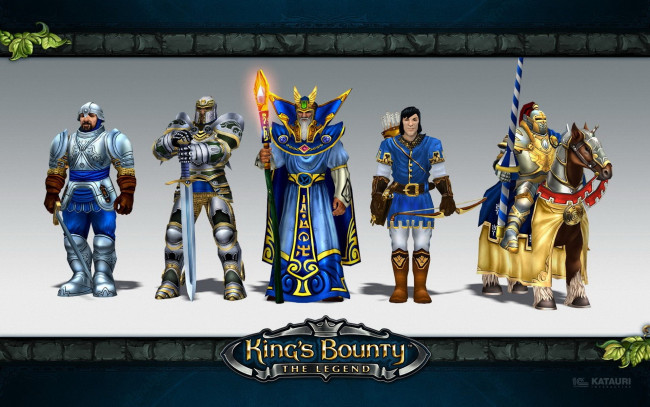 Обои картинки фото видео игры, king`s bounty,  the legend, маг, конь, рыцари, люди, персонажи, лучник