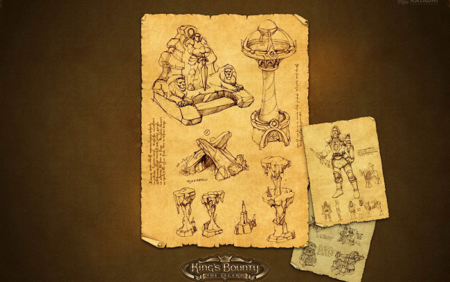 Обои картинки фото видео игры, king`s bounty,  the legend, пергамент, рисунки
