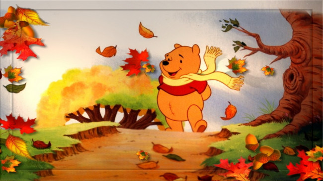 Обои картинки фото мультфильмы, winnie the pooh, винни-пух, осень