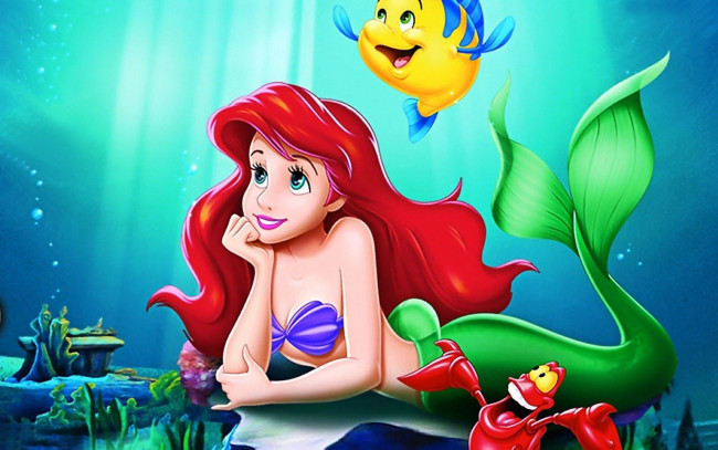Обои картинки фото мультфильмы, the little mermaid, русалочка, ариэль, рыба, краб