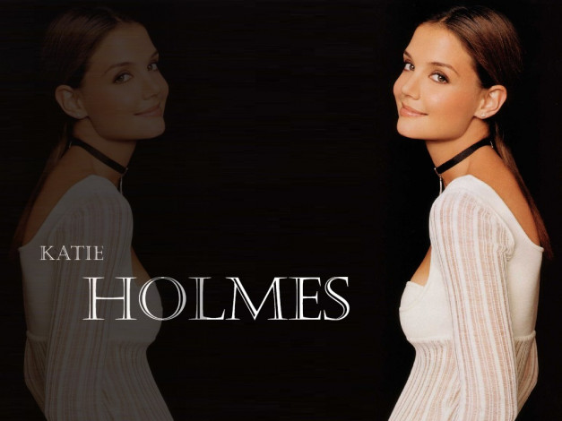 Обои картинки фото Katie Holmes, девушки, , актриса, улыбка, ожерелье, белое, платье
