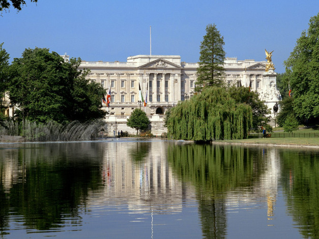 Обои картинки фото buckingham, palace, города, лондон, великобритания