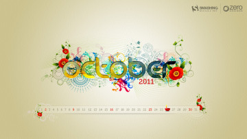 Картинка календари рисованные векторная графика октябрь