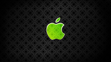 Картинка компьютеры apple тёмный зелёный логотип узор яблоко
