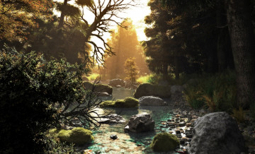 Картинка 3д графика nature landscape природа река лес