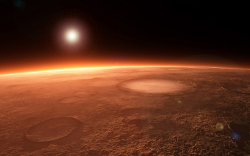 Картинка planetscape космос арт планета ореол кратеры солнце