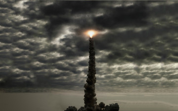 Картинка shuttle launch космос космические корабли станции след облака взлет